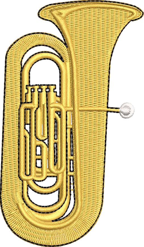 Matriz de Bordado Tuba Musica Contorno Ref463 Vários tamanhos.